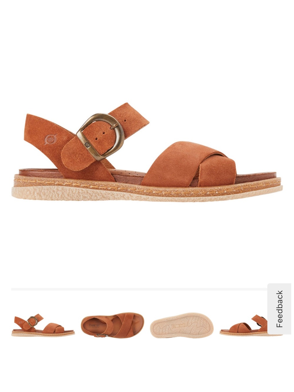 Women’s Suede Tan Cross-Band Sandal with Buckle